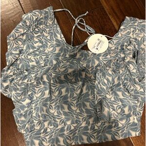 Large cute blue and white short fancy top